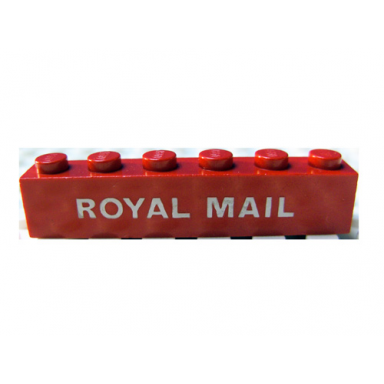 red brick 1 x 6 with white royal mail pattern