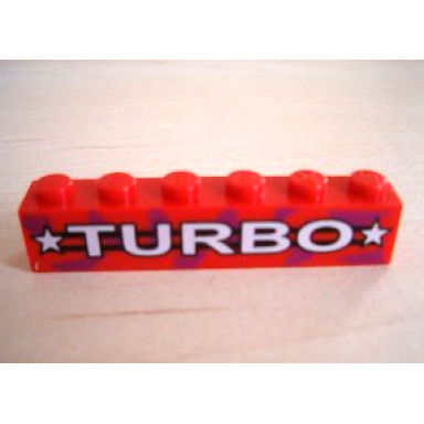 red brick 1 x 6 with white turbo and stars pattern
