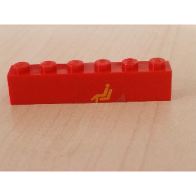 red brick 1 x 6 with yellow train waiting room pattern sticker - set 2150
