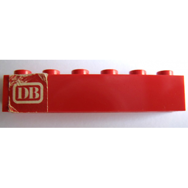 red brick 1 x 6 with db pattern sticker - set 164