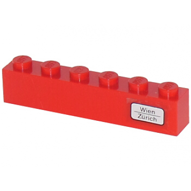 red brick 1 x 6 with wien - zã¼rich pattern on right side sticker - set 7740