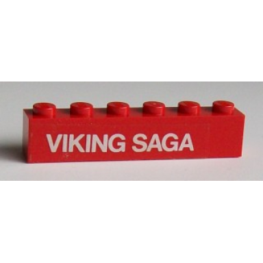 red brick 1 x 6 with white viking saga pattern sticker - set 1658