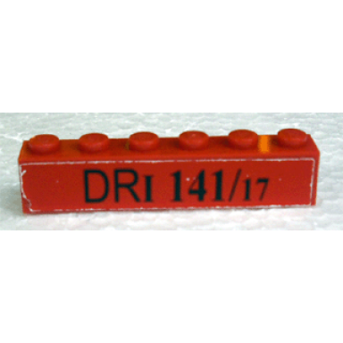 red brick 1 x 6 with black dri 141 17 pattern sticker - set 10024
