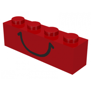 red brick 1 x 4 with smile pattern
