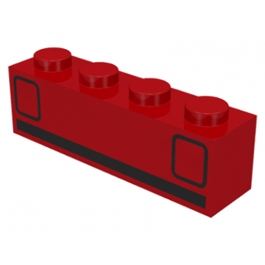 red brick 1 x 4 with red car taillights and black stripe pattern