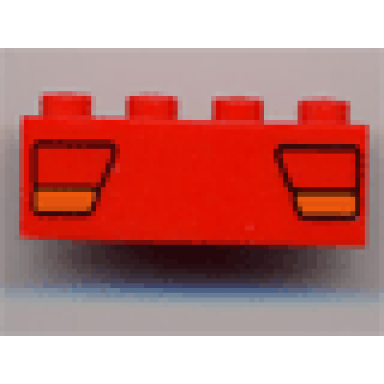 red brick 1 x 4 with red and orange car taillights pattern