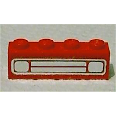 red brick 1 x 4 with car grille chrome pattern surface print