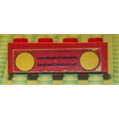 red brick 1 x 4 with car grille black and yellow headlights pattern sticker - set 379-1