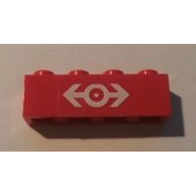 red brick 1 x 4 with train logo white pattern sticker - set 4551
