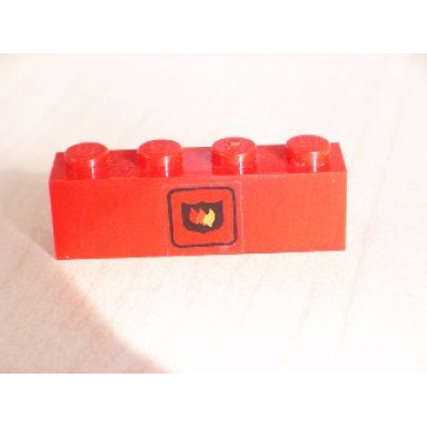 red brick 1 x 4 with fire logo pattern sticker - set 6525