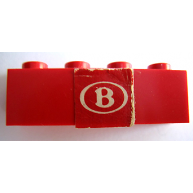 red brick 1 x 4 with b pattern sticker - set 164