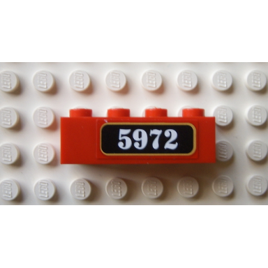 red brick 1 x 4 with white 5972 on black pattern sticker - set 10132
