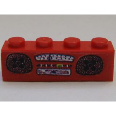 red brick 1 x 4 with radio pattern sticker - set 3142