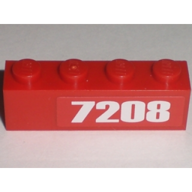 red brick 1 x 4 with 7208 pattern at right edge sticker - set 7208