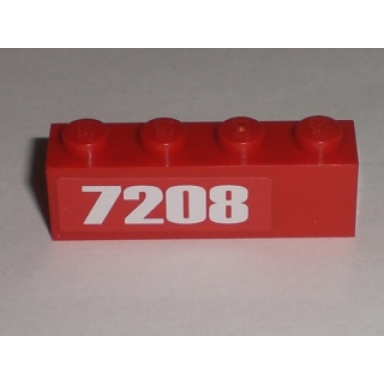 red brick 1 x 4 with 7208 pattern at left edge sticker - set 7208