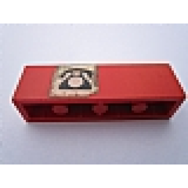 red brick 1 x 4 with black telephone on white background pattern sticker - set 148