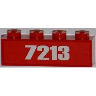 red brick 1 x 4 with white 7213 pattern sticker - set 7213