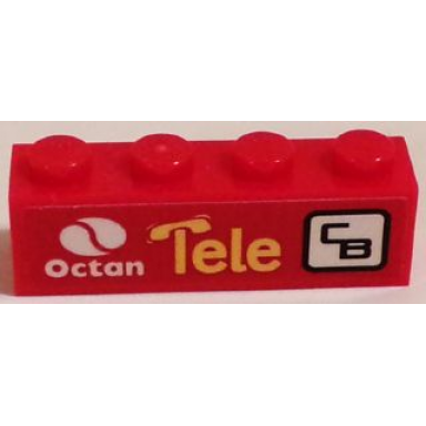red brick 1 x 4 with octan logo tele and cb pattern model left side sticker - set 60084