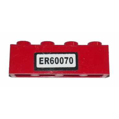 red brick 1 x 4 with er60070 pattern sticker - set 60070