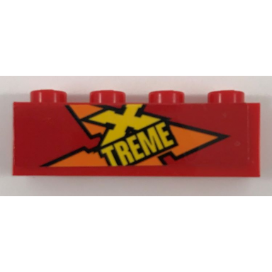 red brick 1 x 4 with orange and yellow xtreme pattern model left side sticker - set 60222