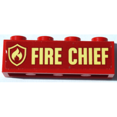 red brick 1 x 4 with bright light yellow fire logo badge and fire chief pattern sticker - set 60231