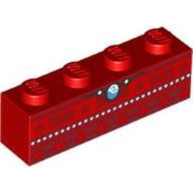 red brick 1 x 4 with dark red shapes white dots and heart of te fiti necklace pattern brickheadz moana chest