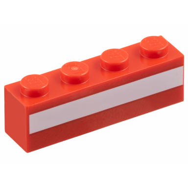 red brick 1 x 4 with white stripe pattern