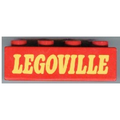 red duplo brick 2 x 4 with legoville text pattern