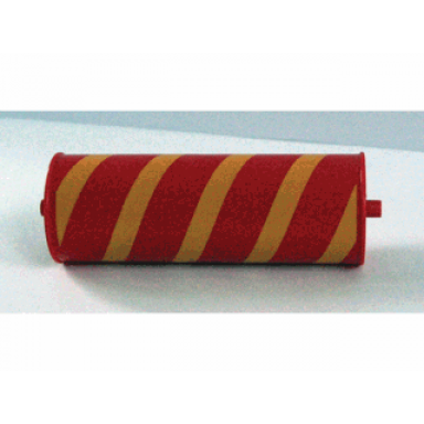 red duplo farm plow type 1 roller attachment smooth with yellow cylindrical stripe pattern