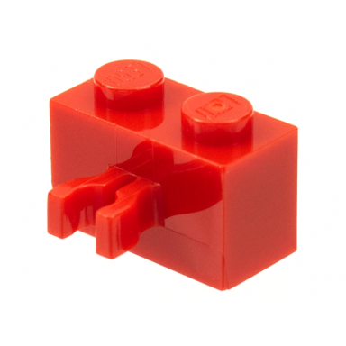 red brick modified 1 x 2 with clip vertical grip undetermined type