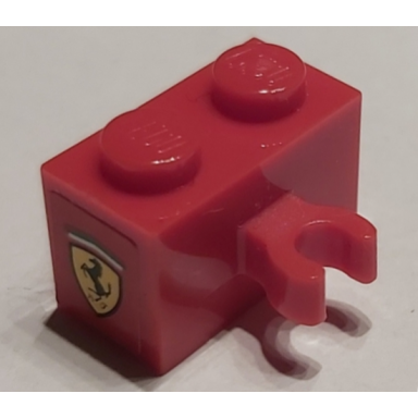 brick modified 1 x 2 with open o clip vertical with ferrari logo pattern sticker - set 75913