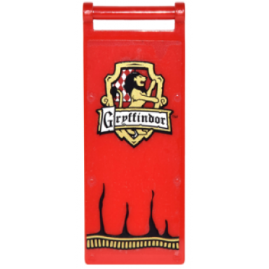 red flag 7 x 3 with bar handle with gryffindor and lion in shield pattern sticker - set 4842