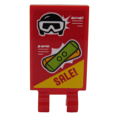red tile modified 2 x 3 with 2 clips with sale! ski helmet and snowboards pattern sticker - set 60203