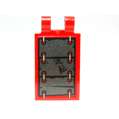 red tile modified 2 x 3 with 2 clips with armor plate and chinese logogram è¿´è½ rotate pattern sticker - set 9448
