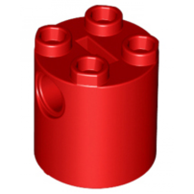 red brick round 2 x 2 x 2 robot body - with bottom axle holder x shape orientation