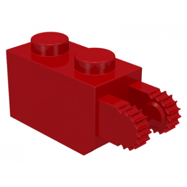 red hinge brick 1 x 2 locking with 2 fingers vertical end