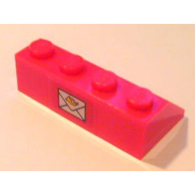 red slope 45 2 x 4 with mail envelope pattern sticker - set 4564