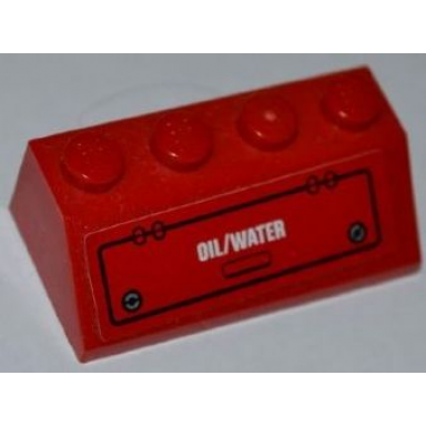 red slope 45 2 x 4 with hatch and oil water pattern sticker - set 7643