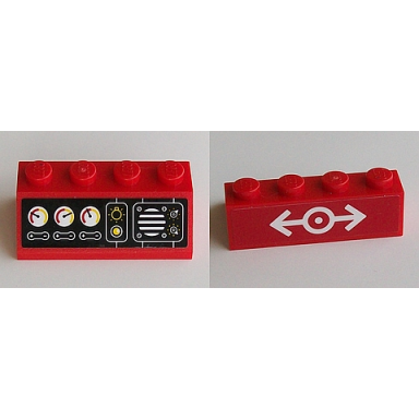 red slope 45 2 x 4 with black instrument panel and white train logo pattern stickers - set 60098