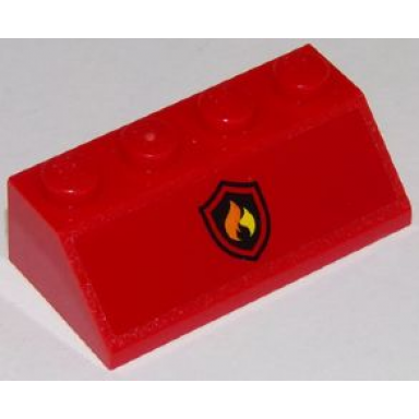 red slope 45 2 x 4 with fire logo on red background pattern sticker - set 60111