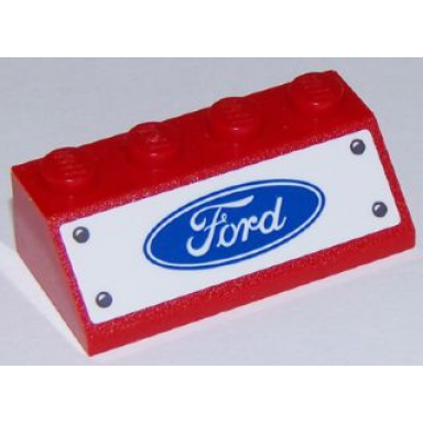 red slope 45 2 x 4 with ford logo and four rivets on white background pattern sticker - set 75875