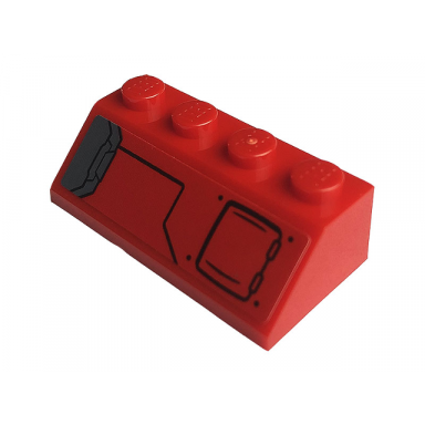 red slope 45 2 x 4 with red hatch and gray vents pattern model left side sticker - set 76150