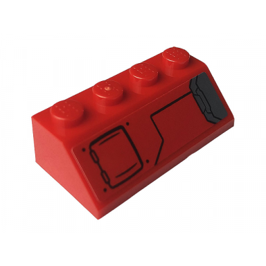 red slope 45 2 x 4 with red hatch and gray vents pattern model right side sticker - set 76150