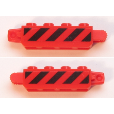 red hinge brick 1 x 4 locking with black and red danger stripes pattern on both sides stickers - sets 60161 60162