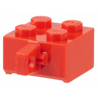 red hinge brick 2 x 2 locking with 1 finger vertical without axle hole
