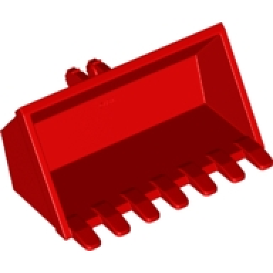 red vehicle digger bucket 7 teeth 3 x 6 with locking 2 finger hinge