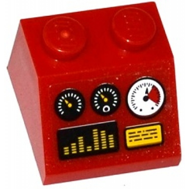 red slope 45 2 x 2 with 3 gauges black and yellow screens pattern sticker - set 70142