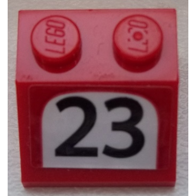 red slope 45 2 x 2 with black 23 on white background pattern sticker - set 75876