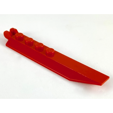 red hinge plate 1 x 8 with angled side extensions 9 teeth and rounded plate underside