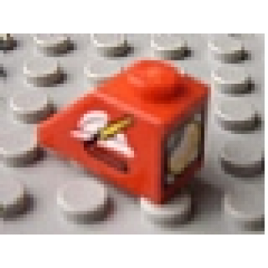red slope 45 2 x 1 with fire helmet hose on both sides and light pattern on back stickers - set 8280